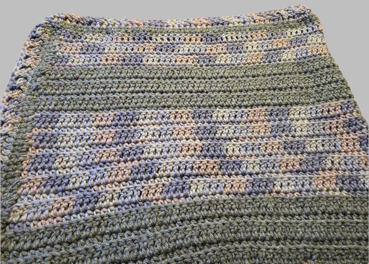 Handmade baby blanket gray and multi - colored - Stitched Creations