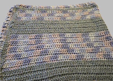 Handmade baby blanket gray and multi - colored - Stitched Creations