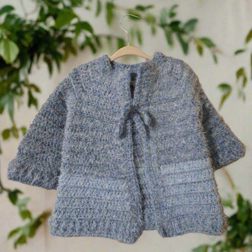 Blue Skies Baby Sweater | Handmade Multi-Tone Crochet, 6–12 Months - Stitched Creations