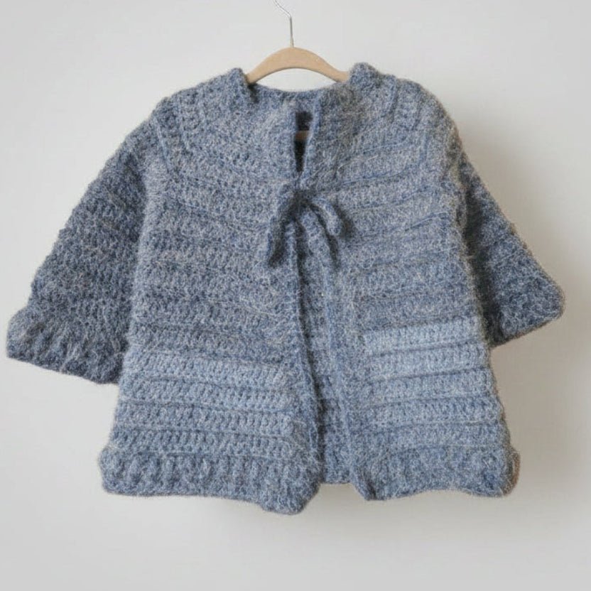 Blue Skies Baby Sweater | Handmade Multi-Tone Crochet, 6–12 Months - Stitched Creations