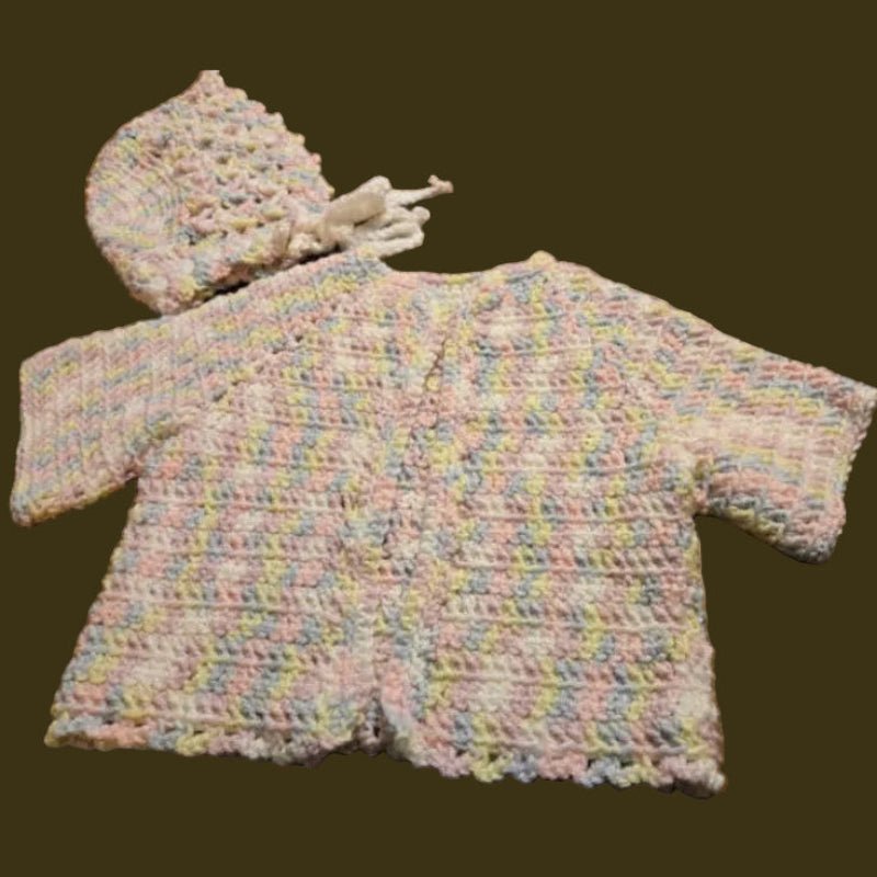 Baby sweater and baby bonnet - Stitched Creations