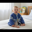 Baby sweater/toddler blues with buttons - Stitched Creations