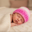 Newborn hat pink and white - Stitched Creations