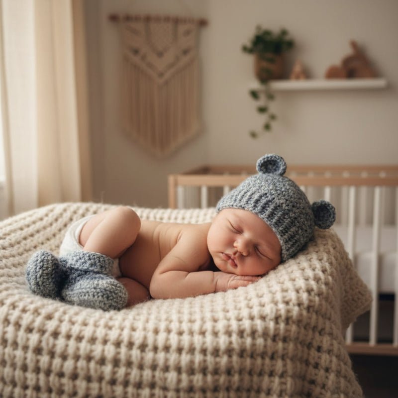 Cute Baby Hat with ears and booties - Stitched Creations