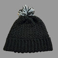 Handmade Black Youth Winter Beanie with Pom Pom