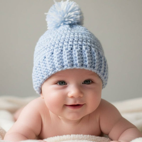 Newborn hat blue - Stitched Creations