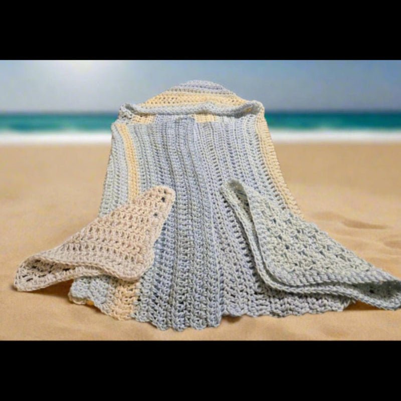 Baby hooded towel with two wash clothes handmade - Stitched Creations