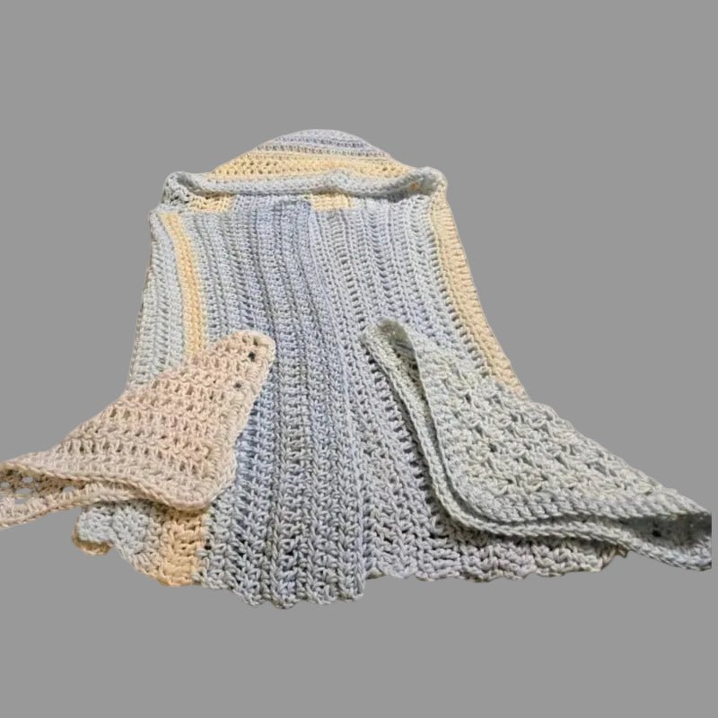 Handmade Baby Hooded Towel with two Washcloths - Stitched Creations