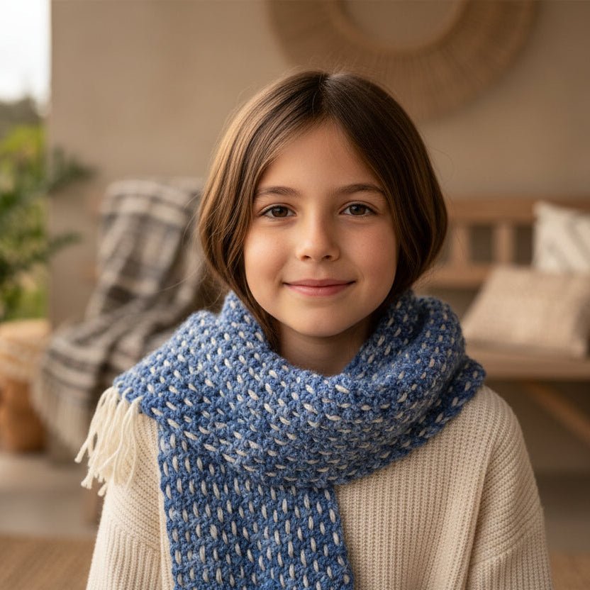 Youth handmade scarf extra wide - Stitched Creations