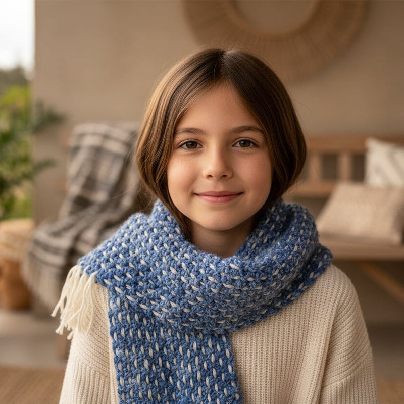 Youth handmade scarf extra wide
