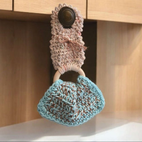 Dish towel holder attaches to cabinet knob - Stitched Creations