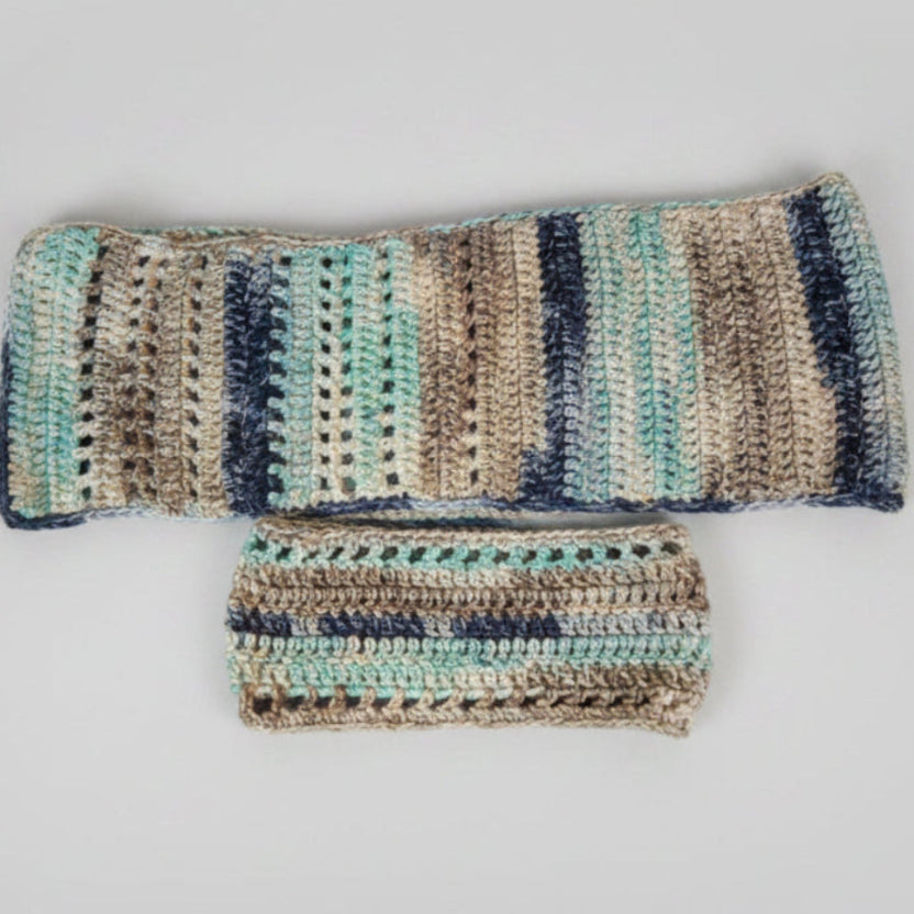 Multicolored scarf and winter headband set - Stitched Creations