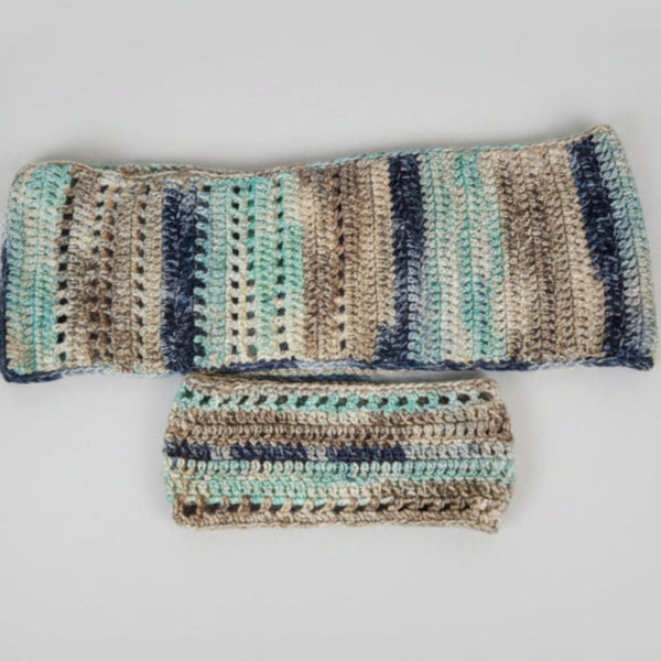 Multicolored scarf and winter headband set - Stitched Creations
