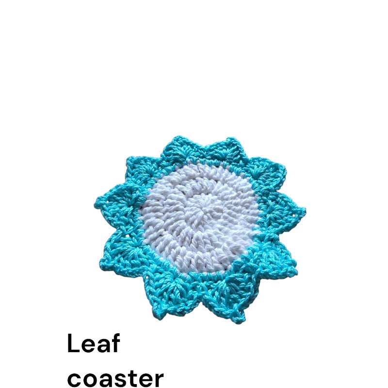 Handmade Leaf Coaster Set with Decorative Basket - Stitched Creations