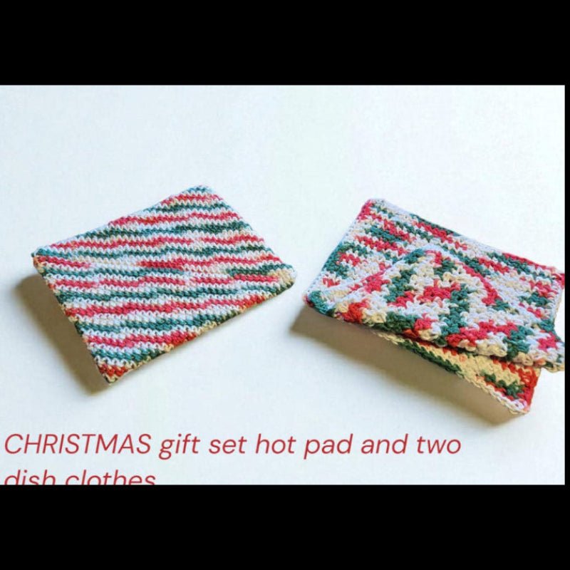 Christmas hot pad and dish clothes - Stitched Creations