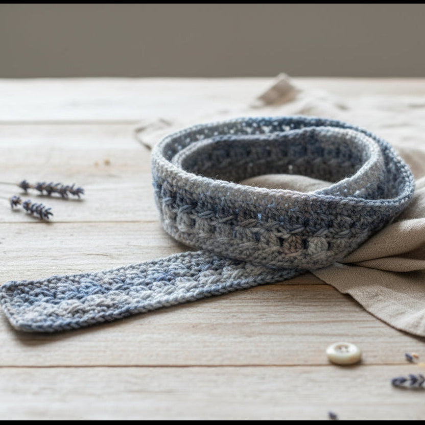 Handmade Decorative Scarf - Blue Gray Crochet - Stitched Creations