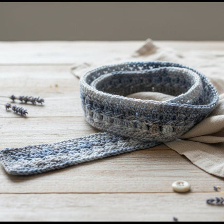 Handmade Decorative Scarf - Blue Gray Crochet - Stitched Creations
