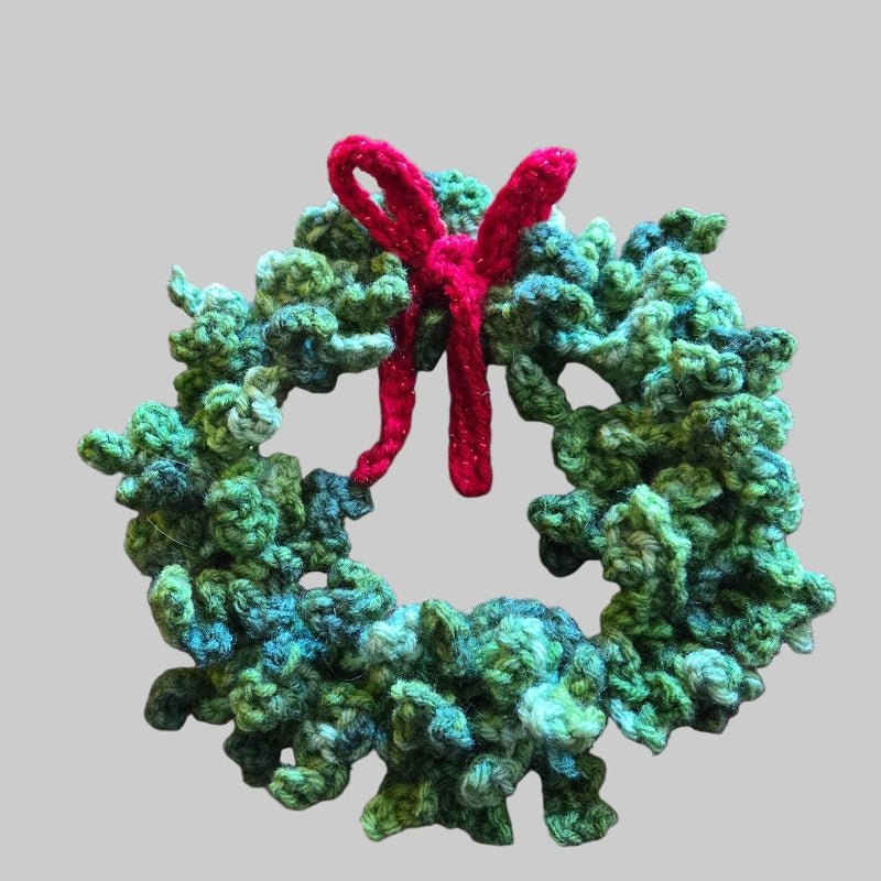 Handmade Crocheted Holiday Wreath - Stitched Creations