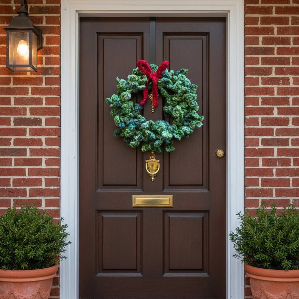 Handmade Crocheted Holiday Wreath - Stitched Creations