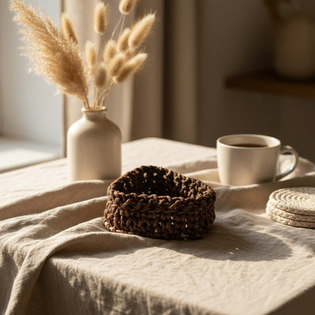 Set of 3 Handmade Heart - Shaped Macrame Baskets - Stitched Creations