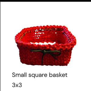 Set of 2 Handmade Square Macrame Baskets Storage Organizers - Stitched Creations