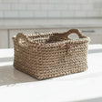 Handmade Crochet Square Storage Basket with Handles - 7.5" x 7.5" x 4" - Stitched Creations