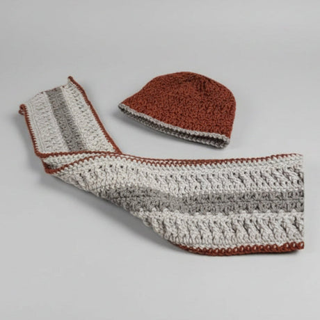 Handmade Crochet Beanie and Scarf Set - Warm Winter Hat and Scarf - Stitched Creations