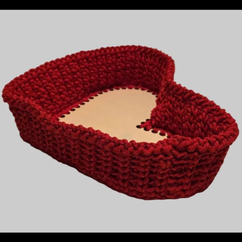 Handmade Heart Shaped Baskets with Wooden Base - Stitched Creations