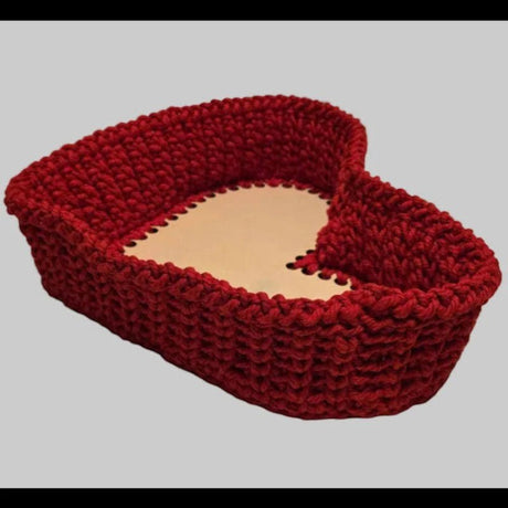 Handmade Heart Shaped Baskets with Wooden Base - Stitched Creations