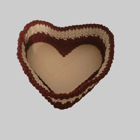 Handmade Heart Shaped Baskets with Wooden Base - Stitched Creations
