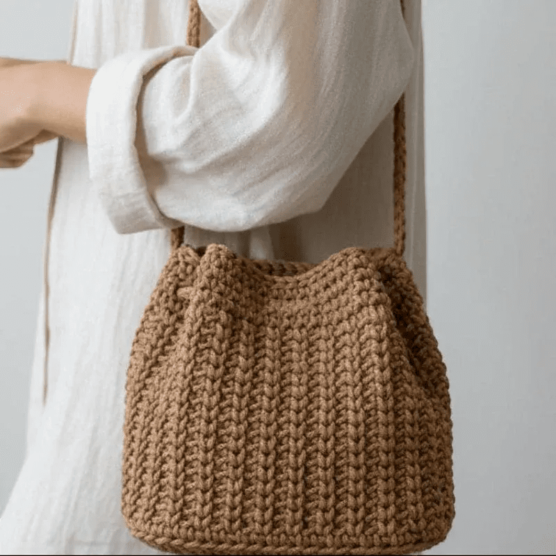 Handmade Macrame Bucket Purse - Durable Vinyl Bottom - Stitched Creations