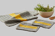 Handmade Cotton Dish Towel Set - Gray & Yellow Kitchen Towels - Stitched Creations