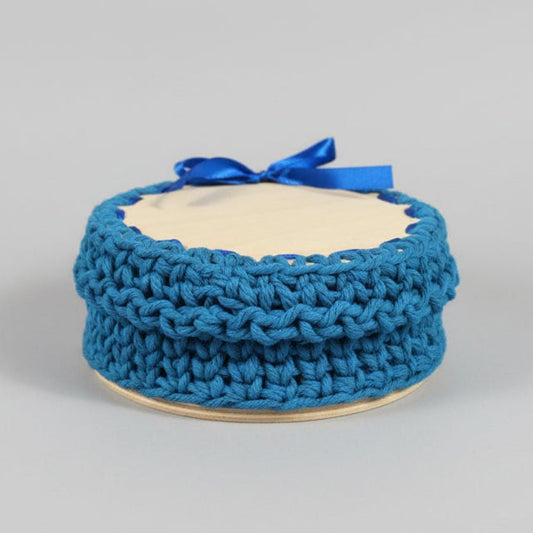 Handmade Crochet Baby Gift Box with Blue Booties – Newborn to 3 Months - Stitched Creations