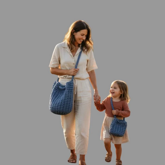 Matching Macrame Bucket purse set - Mom & Child - Stitched Creations