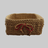 Handmade Macrame Storage Basket | Boho Square Organizer 7.5" x 7.5." - Stitched Creations
