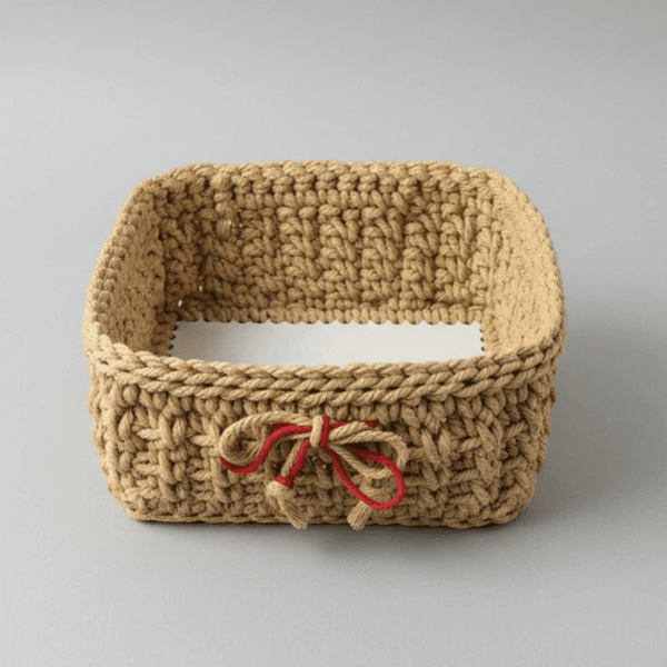 boho square handmade basket 9.5 x 9.5 - Stitched Creations