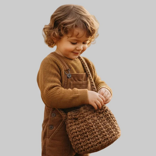 Childs macrame bucket purse - Stitched Creations