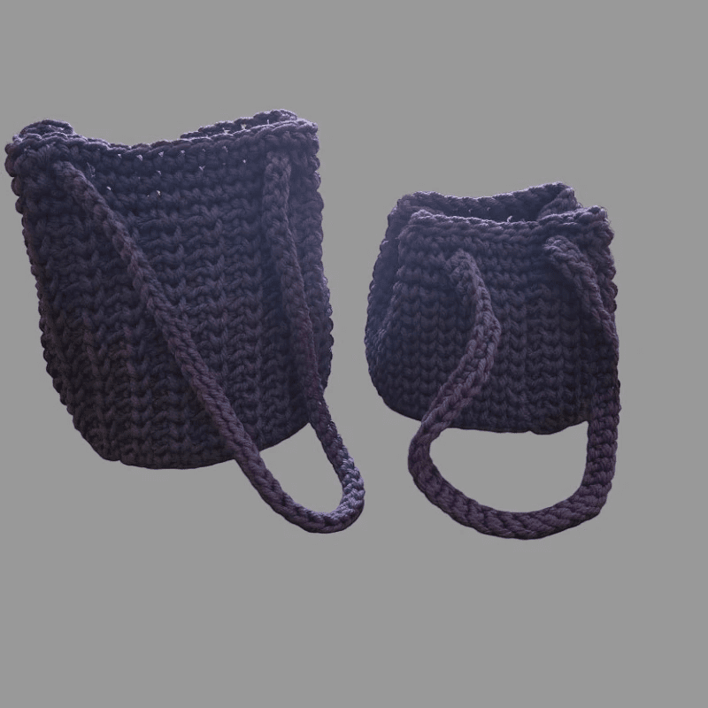 Matching Macrame Bucket purse set - Mom & Child - Stitched Creations