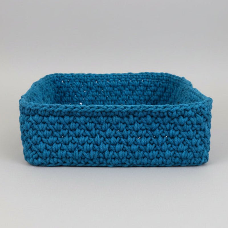 boho square handmade basket 9.5 x 9.5 - Stitched Creations
