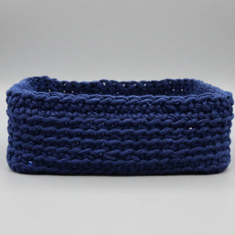 Handmade Macrame Storage Basket | Boho Square Organizer 7.5" x 7.5." - Stitched Creations
