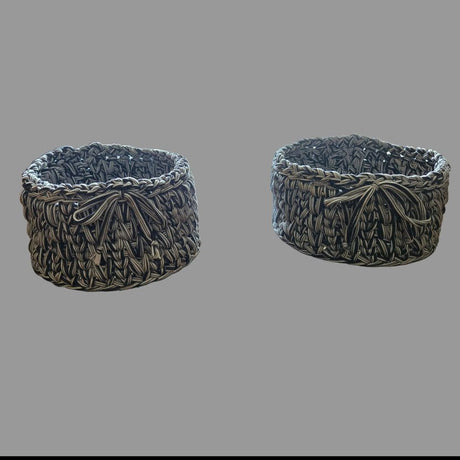 Crocheted T-Shirt Yarn Baskets 5 x 5 Set of two - Stitched Creations