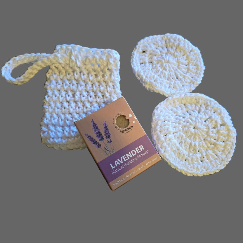 Handmade facial scrubbies  & soap saver bag-stitched creations