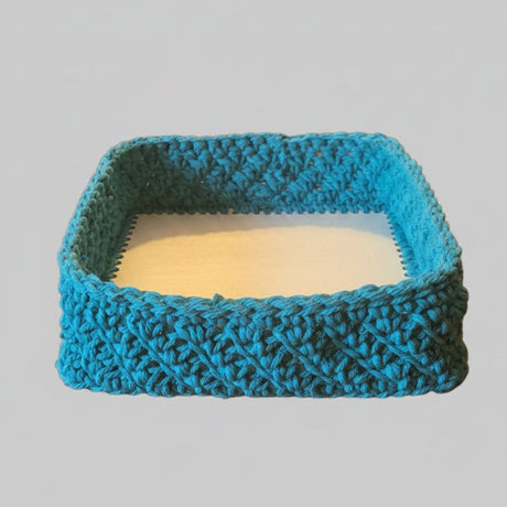 boho square handmade basket 9.5 x 9.5 - Stitched Creations