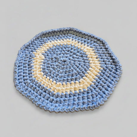 Handmade Crochet Place Mat Set – Octagon | Blue & Cream - Stitched Creations