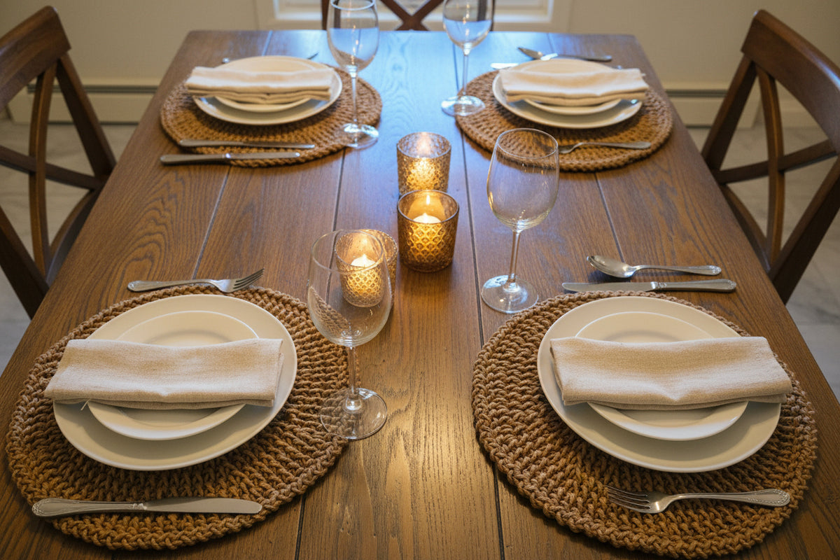 Tan Octagon Place Mats -Stitched Creations