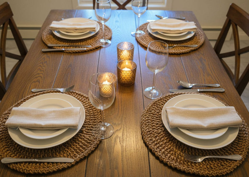 Brown Octagon Macrame Place Mats