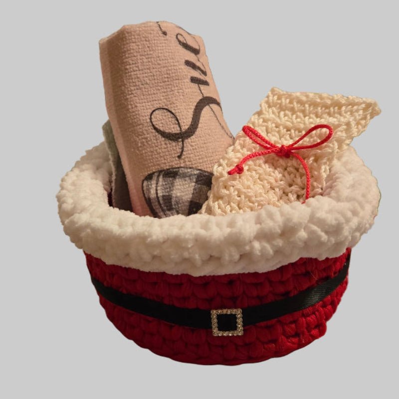 Handmade Santa Christmas Gift Basket Set - Stitched Creations