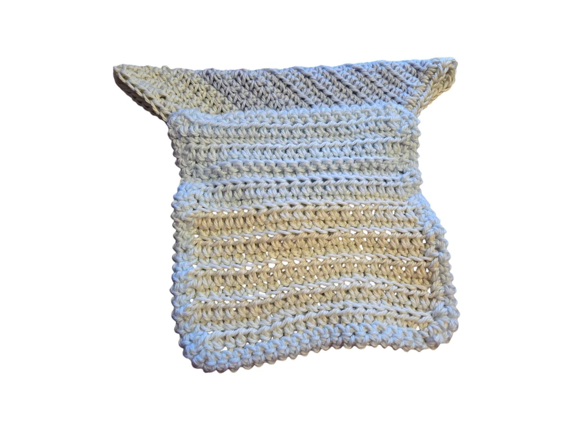 Handmade wash clothes made from 100% cotton yarn.