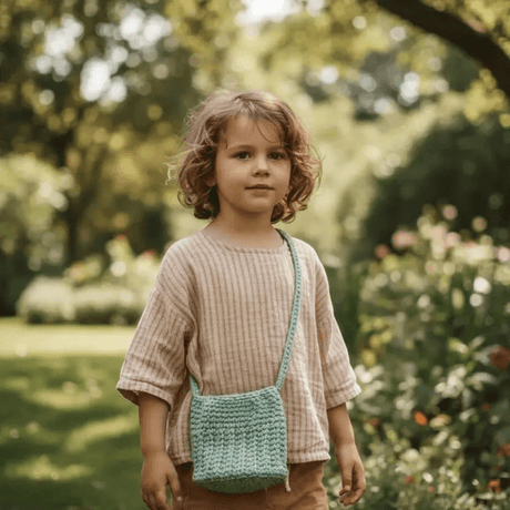 Childs macrame bucket purse - Stitched Creations