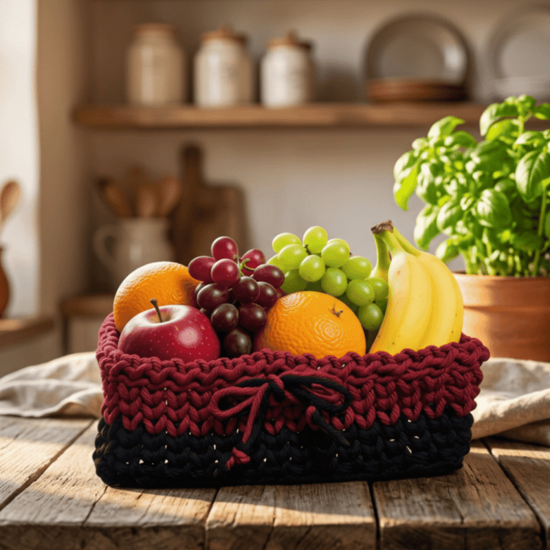 Handmade Crochet Square Storage Basket - 7.5" x 7.5" x 3.5" - Stitched Creations